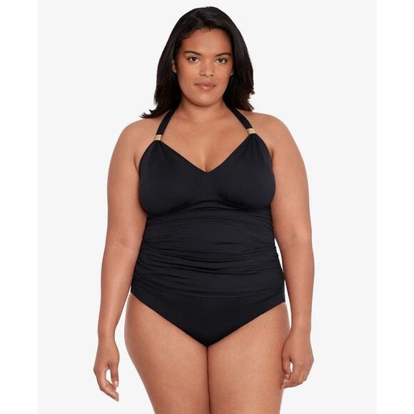 Lauren Ralph Lauren Plus Size Halter Tankini Top, Black, Size 18W 0476 - Picture 1 of 3